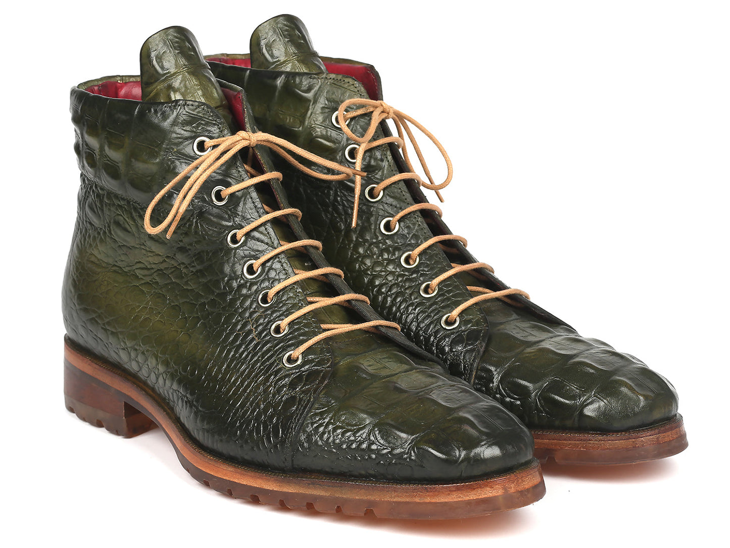 Paul Parkman Men's Green Croco Embossed Leather Boots