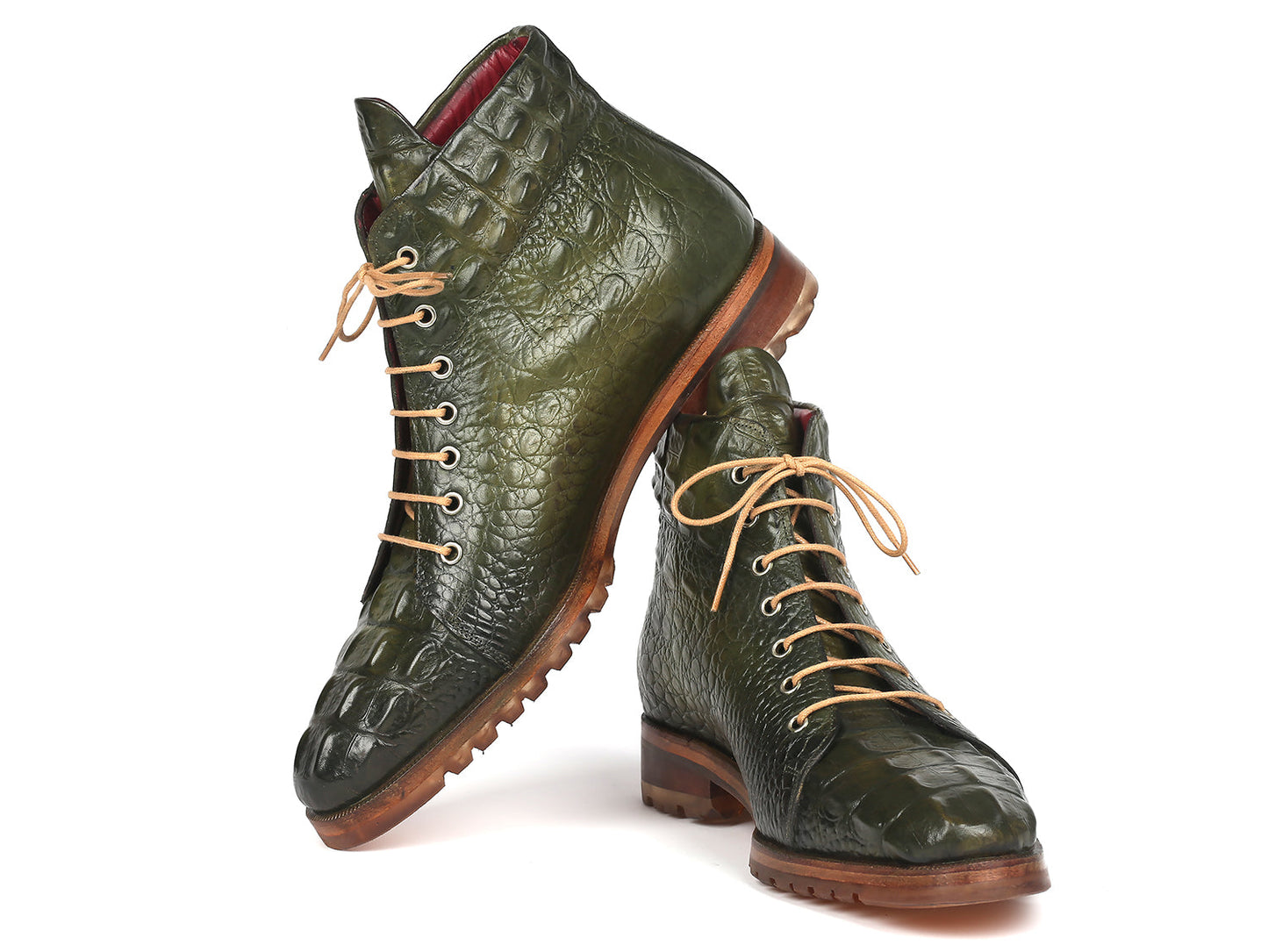Paul Parkman Men's Green Croco Embossed Leather Boots