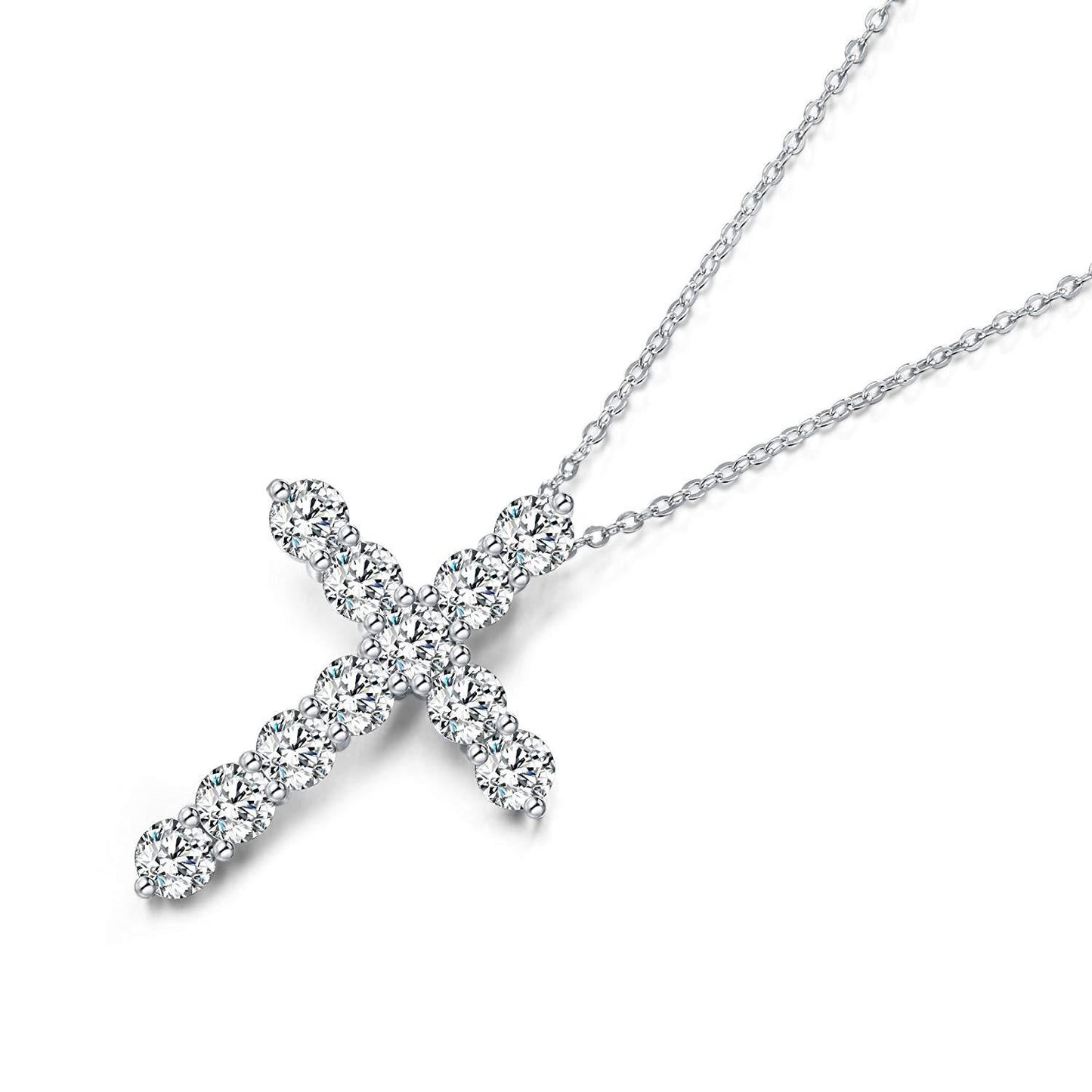White Gold Cubic Zirconia Cross Necklaces for Women