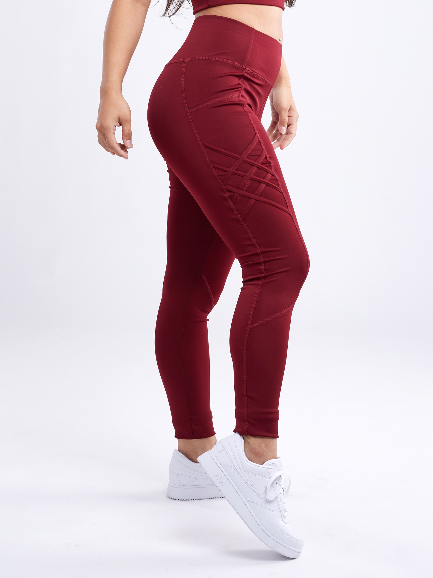 High-Waisted Criss-Cross Training Leggings with Hip Pockets