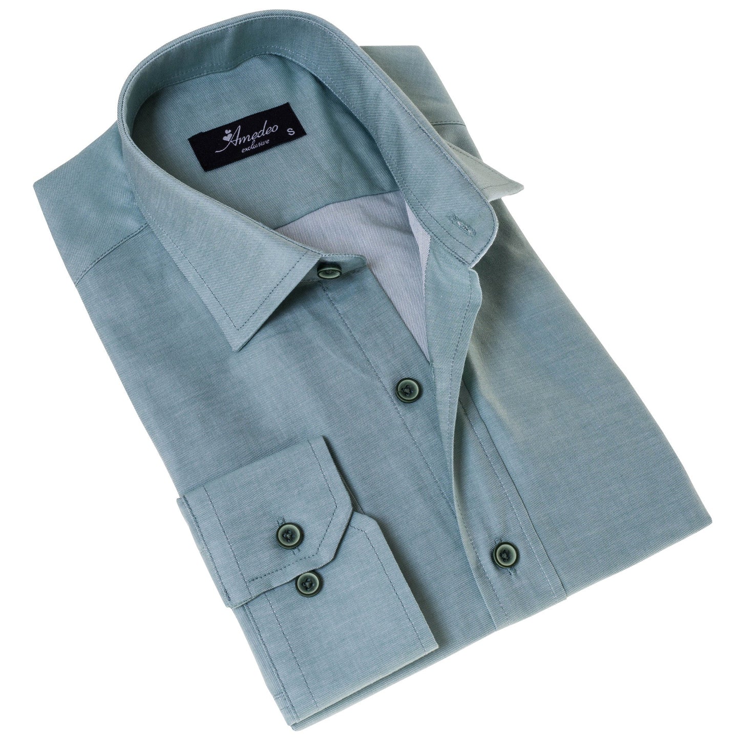 Blue Luxury Men's Tailor Fit Button Up European Made Linen Shirts
