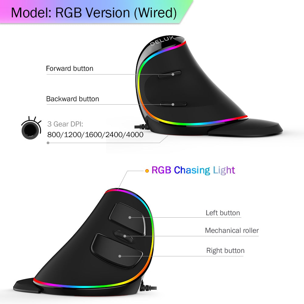 RGB Vertical Wired Mouse