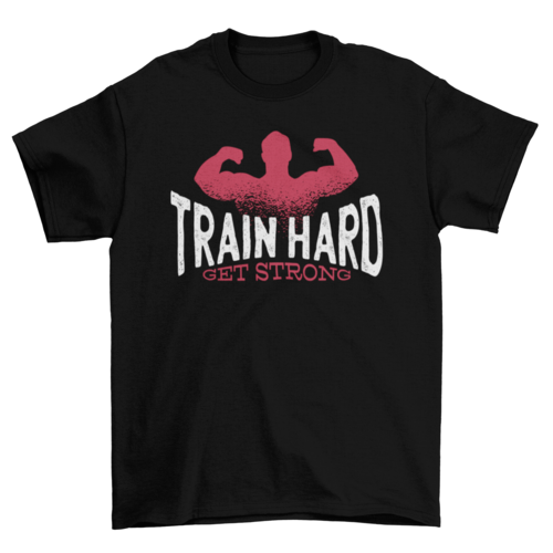 Muscular cross fit Gym Train Hard silhouette man flexing muscles