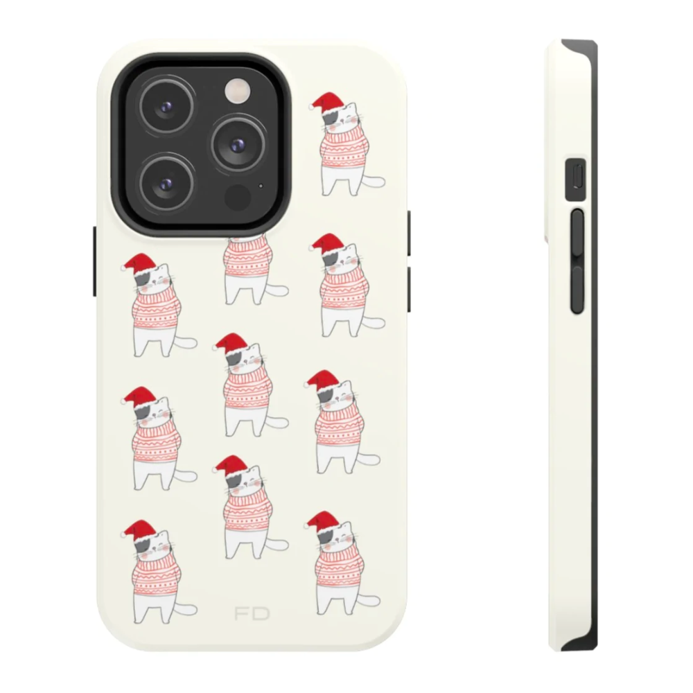Christmas Cat Tough Case for iPhone with Wireless Charging
