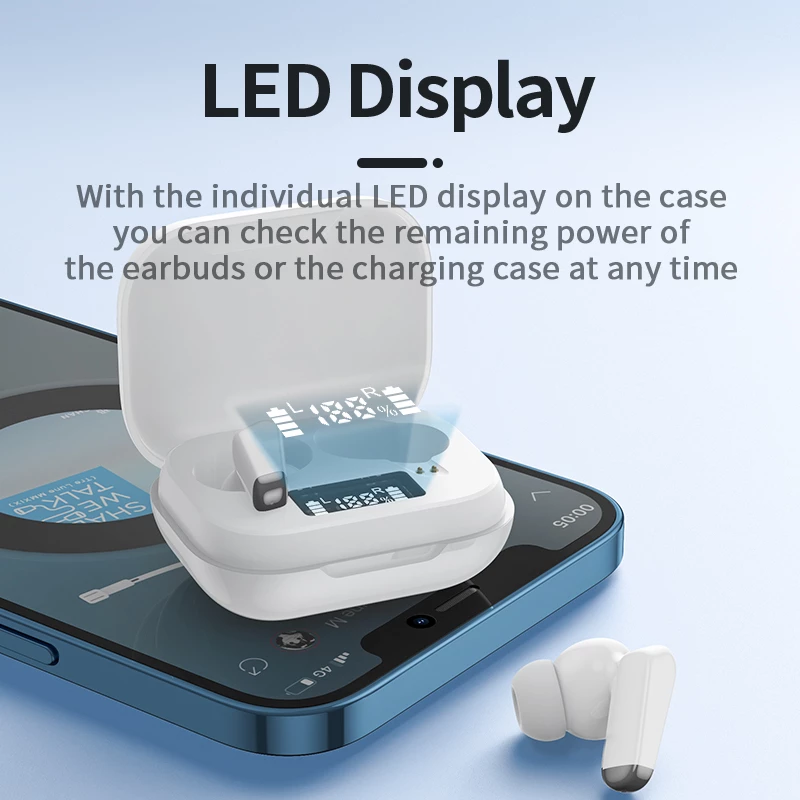 LED Display Tap Control True Wireless Earphones Bluetooth Earbuds