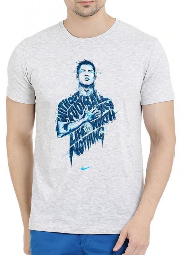 Nothing Without Football Half Sleeves Melange T-shirt