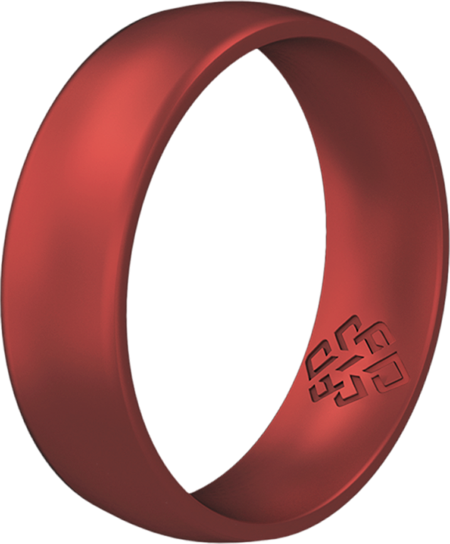 Satin Chrome Red Breathable Silicone Ring for Men and Women